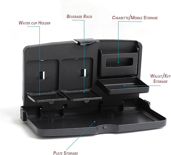 Zento Deals Multipurpose Handy Car Tray - for a More Convenient Time in Your Car (Black1)