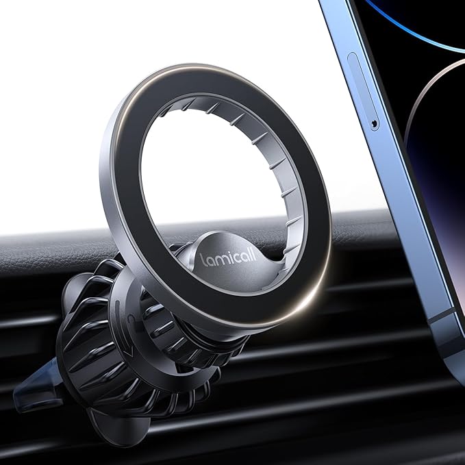 Lamicall for MagSafe Car Mount - [20 Super Magnets] Magnetic Car Phone Mount, Air Vent Phone Holder Car, Hands Free Cell Phone Holder Clip Car Accessories fit iPhone 17 16 Silver