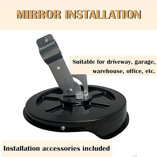 Convex Mirror - 12" Safety Mirrors for Garage, Warehouse, Pole-Mount Large Security Mirror for Driveway with Flexible PC Lens (12 Inch, Black)