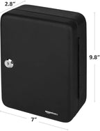 Amazon Basics Locking Steel Security Cabinet Key Lock Box with 48 Key Hooks, Key Storage, 2.8"D x 7"W x 9.8"H, Black