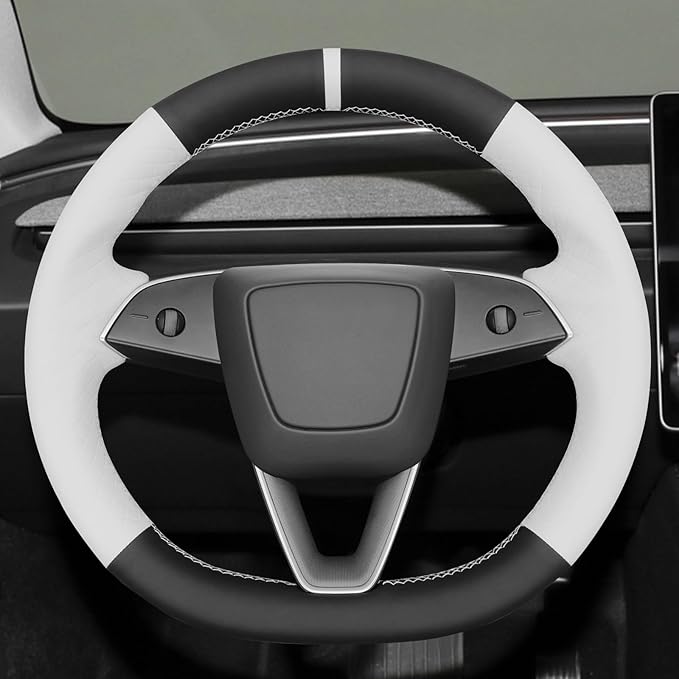 MEWANT Tesla Model 3 Highland/Model Y DIY Stitching Steering Wheel Cover Wrap for Tesla Model 3 Highland 2023-2025/Model Y 2025 Highland for Tesla Model 3/Model Y Accessories