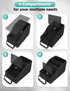 YOHOOLYO Car Seat Organizer Backseat Car Organizer with 4 Compartments, 4 Cup Holders and 7 Mesh Pockets for Front and Rear Seat, Black