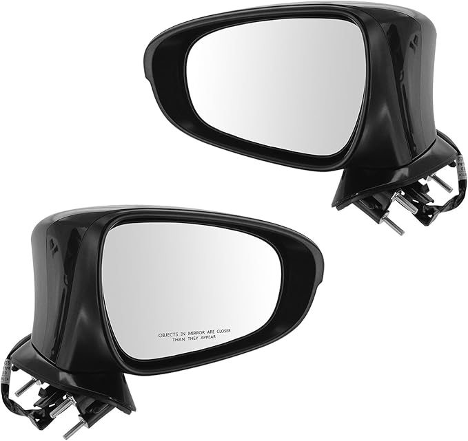 TRQ 2 Piece Driver and Passenger Side Mirror Assembly Set Electric Adjustment Heated No Memory Black Compatible with 2016-201