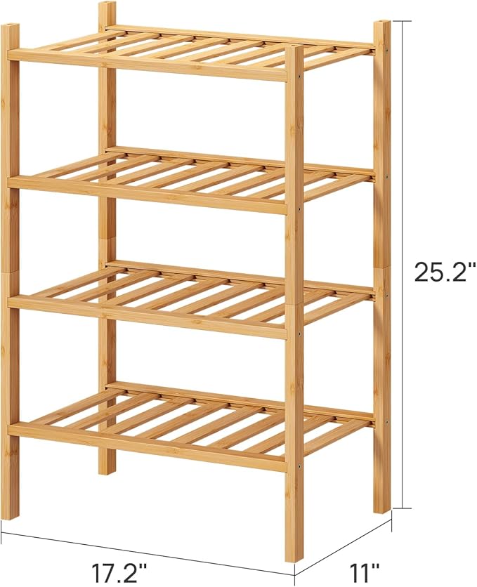 viewcare Small Shoe Rack, 6-Tier Shoe Shelf for Entryway, Bamboo Wood Shoe Rack for Closet & Hallway, Long 17.2IN | Beautiful