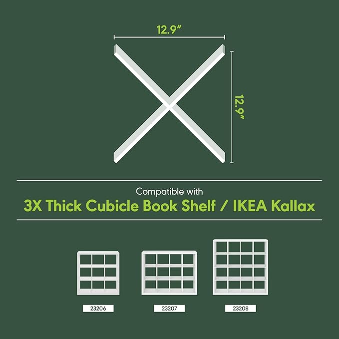 Furinno Cubicle Cube Insert, X-Shelf Cube Organizer, 3-Shelf Accessory, Fits into Furinno Triple Thick Cubes, IKEA Kallax, fo