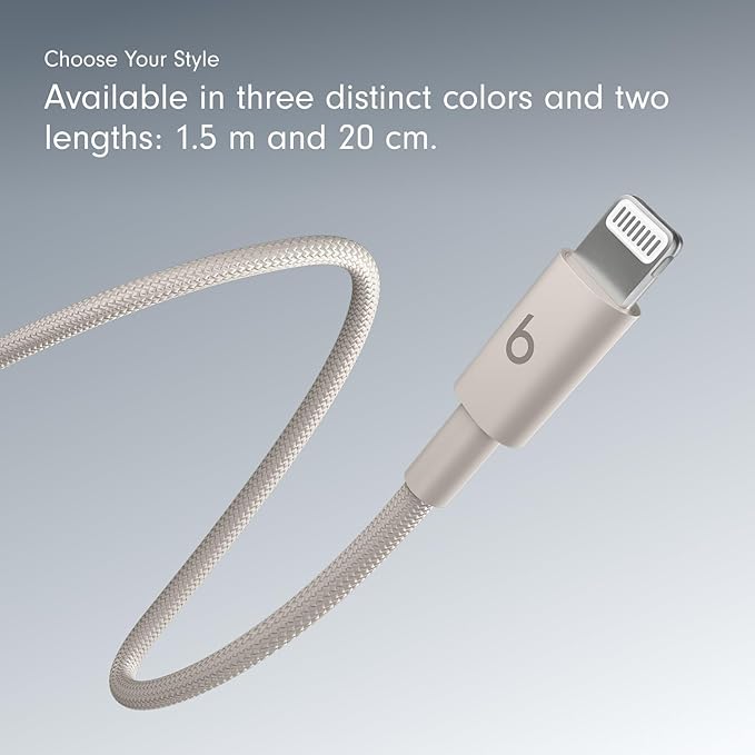 Beats USB-C to Lightning Woven Cable Fast Charging Durable/Tangle-Free Compatible Charger for Apple Devices w Lightning Ports