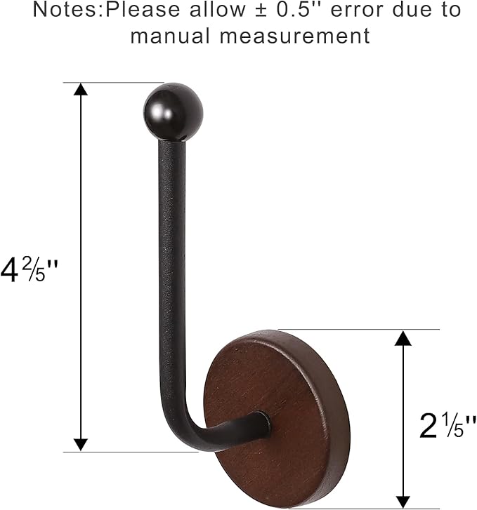SCUNDA Adhesive Hat Holder Storage Organizer - Wall Mounted & Door Back Hat Rack with Wood Base & Metal Rod for Closet, Cabin