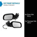 TRQ 2 Piece Driver and Passenger Side Mirror Assembly Set Electric Adjustment Heated No Memory Black Compatible with 2003-200