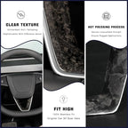 JSWAN Carbon Fiber Steering Wheel Panel Cover Fit fo Tesla Refreshed Model 3 Highland Performance (2024+) Model Y Juniper (2025+) Steering Wheel Frame Trim Cover (Forging)