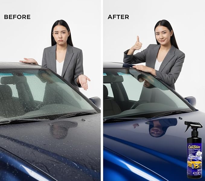 CaliShine Quick Effect Coating Spray - 16.9 fl oz Waterless Ceramic Car Wax Coat - Detail Polish & Cleaner for Cars Boat Body