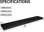 BGMG Wood Floating Shelves for Wall 54 inch Set of 2,Black Floating Shelves,Solid Wood Wall Mount Shelves for Bathroom Living