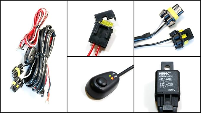 iJDMTOY 9005 9006 H10 Relay Harness Wire Kit with LED Light ON/Off Switch Compatible with Automtive Driving Light, Fog Light, Retrofit, Off-Road Lighting, etc