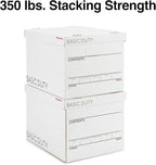 STAPLES Corrugated File Box Lift Off Lid, Letter/Legal Size, White/Black, 10/Pack