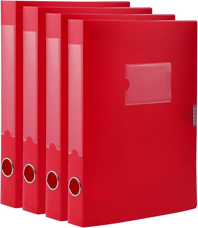 HUA JIE A4 Storage File Boxes Plastic Archives Cases with Lid, File Folder Organizer Document Filing Box for office, Letter S