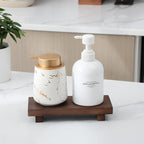 zoocatia Small Wood Tray Pedestal Stand Farmhouse Bathroom Decor Decorative Wooden Riser Kitchen Soap Dish Holder for Vanity,