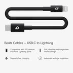 Beats USB-C to Lightning Woven Short Cable Fast Charging Durable/Tangle-Free Compatible Charger for Apple Devices w Lightning