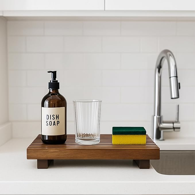 Acacia Wood Risers for Bathroom Tray Kitchen Counter Decor Bathroom Sink Accessories Decorative Wooden Riser Pedestal Stand f