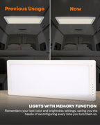 Kohree Dimmable RV Interior Light 12V 16.7" x 6.6", 1500 Lumen RV LED Ceiling Lights, 5 Levels of Dimming, 3 Color Temperature, 2900-6500K, RV Lights Fixtures for Car/RV/Trailer/Camper/Boat (2 Pack)