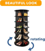 SpaceAid 6 Tier Rotating Shoe Rack Tower, Spinning Shoe Display Lazy Susan, Revolving 360 Shoe Rack Storage Round Carousel, V