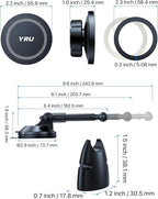 YRU Upgraded Magnetic Phone Holder Car【Patented & Super Magnet】 for MagSafe Mount Dashboard Windshield Vent Magnet Phone Cradle Stand for iPhone 17 16 15 14 13 12 Pro Max Samsung Truck, Black