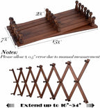 SCUNDA Accordion Wall Hanger with 20 Hooks, Expandable Wall Hat Display Rack, Wooden Wall Hook for Coat, Hats, Baseball Caps,
