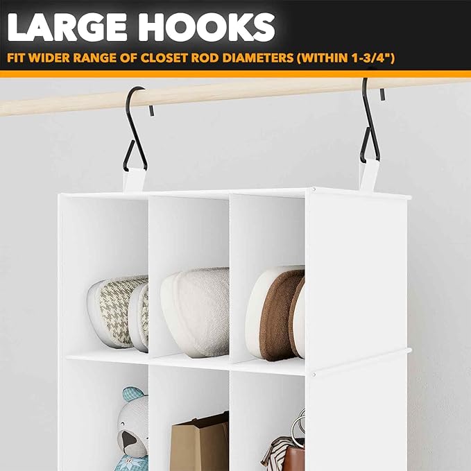 SpaceAid 2 Pack Hanging Closet Organizer and Storage with Dividers, 24 Compartments Hanging Shoe Shelves for Closet, Wardrobe