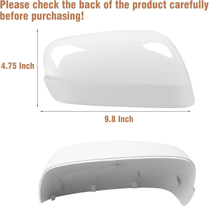 OWITAI Compatible with Honda Fit/Jazz Right Passenger Side Mirror Cap Cover 2009 2010 2011 2012 2013, White Door Rearview Mirror Cover Replacement Without Turn Signal Light for Fit/Jazz