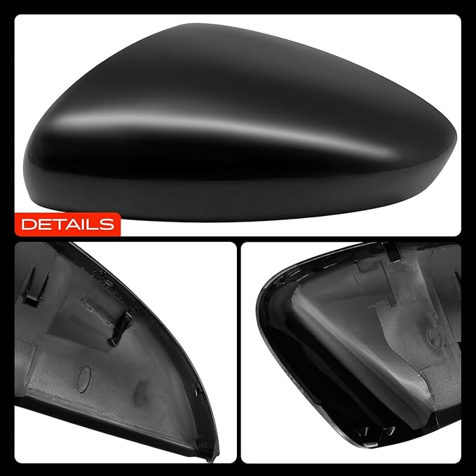 A-Premium Driver Side Rearview Mirror Cover Cap - Compatible with Honda Accord 2018 2019 2020 2021 2022 - Smooth Black, Without Turn Signal Hole