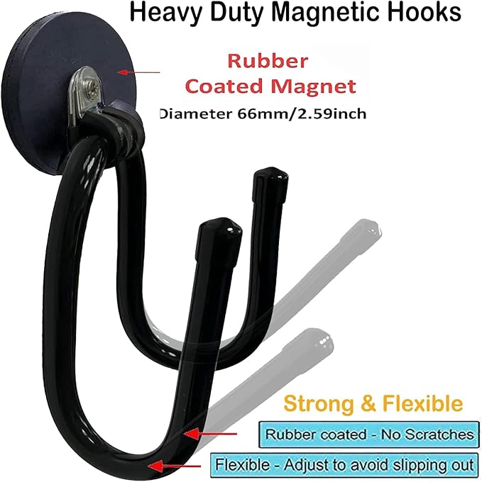 4 Pack Strong Garage Magnetic Hooks, Power Tool Organizer Rack, Heavy Duty Storage Utility Magnet Hooks for Power Drill,Garde