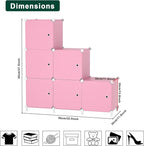 Cube Storage Organizer, 6-Cube Shelves Unit with Doors, DIY Stackable Plastic Clothes Organizer for Bedroom and Under Stairs 
