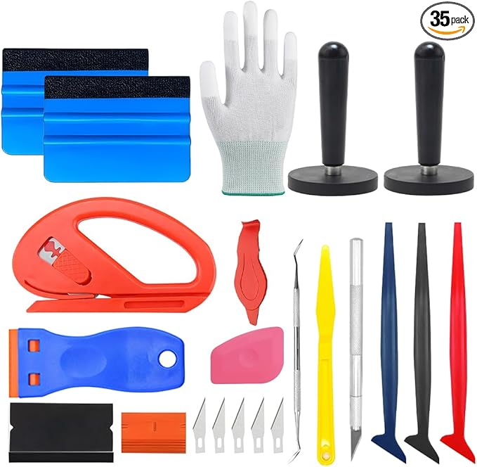 Mandark 35PCS Car Window Tint Tool Kit, Vehicle Window Tint Tool Including Various Squeegee & Knife for Vinyl, Auto Glass Protective Film Installation Wrapping Set, Universal for Vehicles
