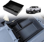 BestEvMod for Rivian R1T & R1S Accessories Center Console Organizer Tray Armrest Storage Box ABS Material with PVC Trim Compatible with Rivian R1T/R1S 2022-2025 2026 Accessories(W/O Coin.Black)
