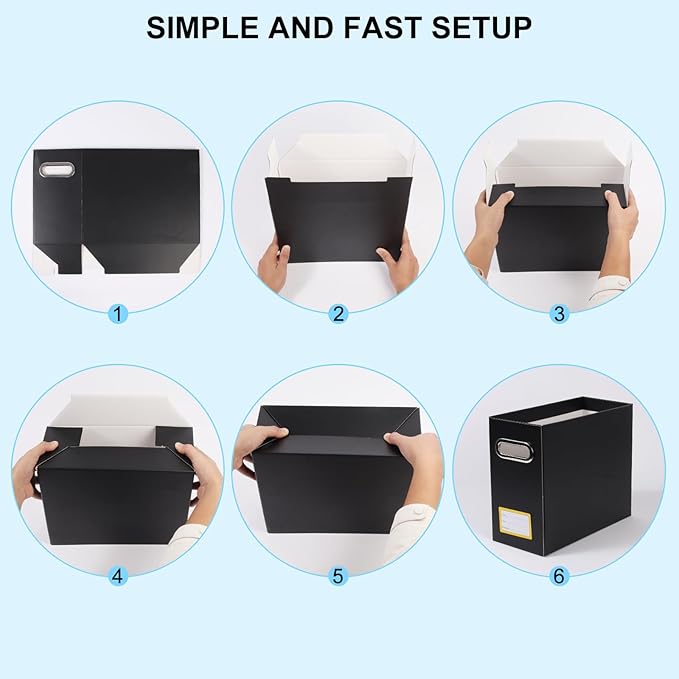 Collapsible File Organizer Box with Handle,12.20x5.11x9.84Inches, Filing Organizer for Home or Office, Small Portable File Bo