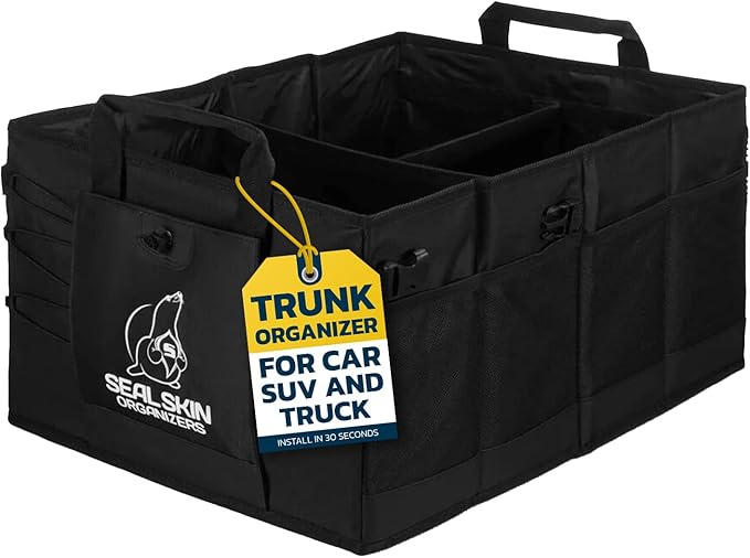 Seal Skin Covers Trunk Organizer for SUV, Car & Truck - Premium Heavy Duty and Collapsible with 3 Adjustable Sizes - Lightweigh