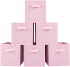 Stero Fabric Storage Bins 6 Pack Fun Colored Durable Storage Cubes with Fabric Handles Foldable Cube Baskets for Home, Kids R
