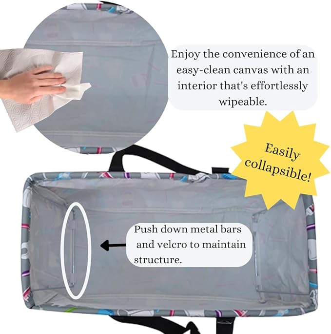NGIL Extra Large Utility Tote Reusable Grocery Bag Oversized Collapsible for Groceries, Storage, Picnic, Beach (Dentist Print-Black)
