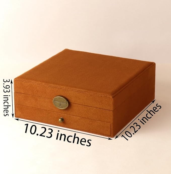 Women Jewelry Box Lockable 3 Layers Large Jewelry Organizer Storage Case for Earrings Necklaces Rings Bracelets,Green Display