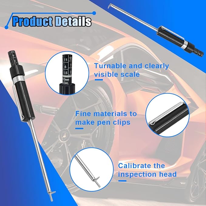 2PCS Brake Pad Thickness Gauge Measure Tool with Scale- Brake Shoe Gauge Car Brake Measuring Tool for Internal External Brake