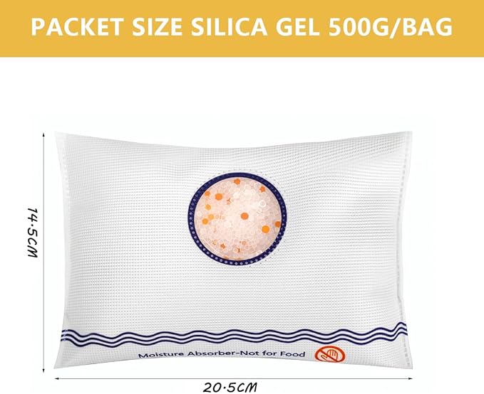 Rechargeable Desiccant Packs for Storage 500G Color Indicating Silica Gel Desiccant Packets Moisture Absorbers for Cars (1