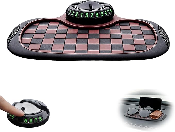 S-SNAIL-OO Multifunction Car Anti Slip Mat, 360° Rotatable Phone Holder Dashboard Pad with Temporary Parking Number, Rotatabl