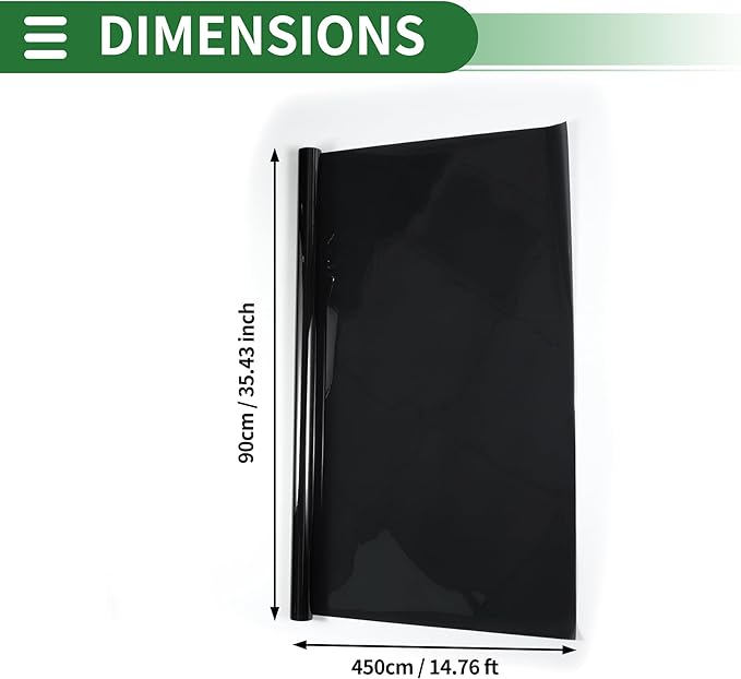 Motoforti Nano Ceramic Car Window Tint Film VLT 16% IRR 9% UVR 94% Black 14.76 ft x 35.43 Inch Privacy Film 2mil PET 1 Pc