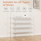 LANTEFUL 4 Tier Shoe Rack for Closet Shoe Organizer with 5 Hooks, Long Shoe Shelf Storage for Shoe and Boot Stackable Free St