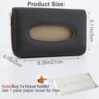 Car Tissue Holder, Sun Visor Tissue Holder, Car Visor Napkin Holder, PU Leather Backseat Tissue Case Holder for Car Vehicle with Zipper (Black)