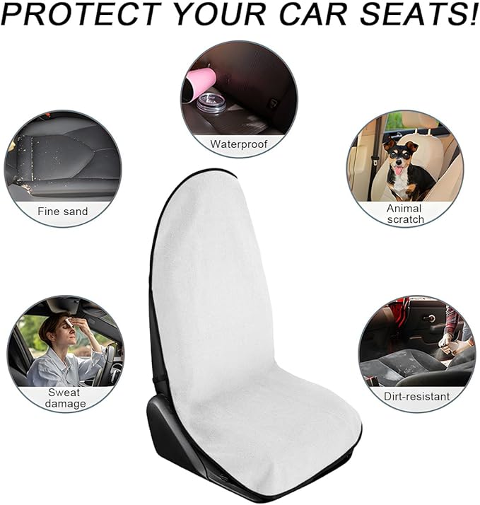 2PCS Car Towel Seat Cover, Waterproof Sweating Non-Slip Premium Soft Towel Carseat Protector, Universal Machine Washable Car 