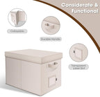File Organizer Box with Lid, Linen Hanging File Storage Box with Handle, Collapsible Document Filling Box for Letter/Legal Fo