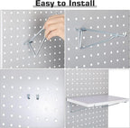 Blulu 4 Set Large Pegboard Shelf Kit Fiberboard peg Board Shelving Storage Brackets Stain Resistant Peg Board Organizer Shelv
