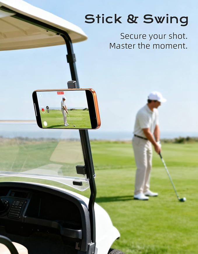 Magnetic Golf Cart Phone Holder Mount, Strong Magnet Compatible with MagSafe iPhone and Android, Golf Gifts for Men Women Golfers Dad Husband, Golf Cart Accessories Fits EZGO Club Car Yamaha
