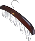 Belt Hanger Organizer for Closet: Ohuhu 12 Hooks Max 36 Belts Tie Rack Wooden Belt Holder for Storage 360 Degree Rotating Spa