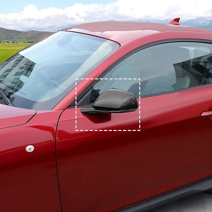 RT-TCZ Rearview Mirror Cover Reversing Mirror Base Cover Trim Kit Decoration Accessories for Ford Mustang 2015-2023 (Carbon Fiber)