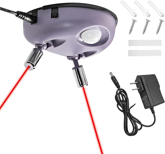 Dual Laser Garage Assist Parking Guide, 360 Degree Adjustable Laser Head Guide Sensor with AC Adapter, Motion Activated Park Right Assistance Stop Indicator for Car SUV Truck